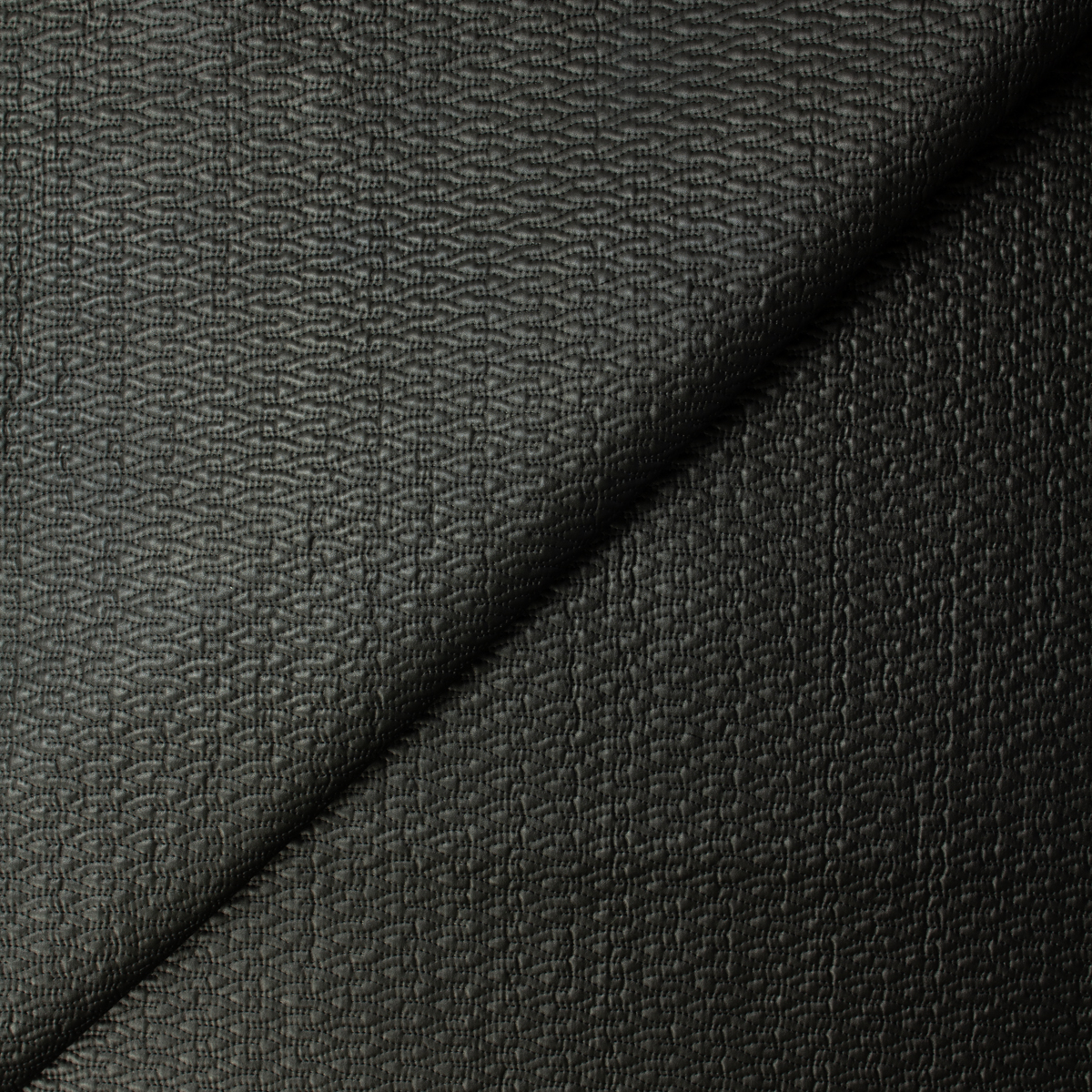 Black and Black Zig Zag Quilted Vinyl #31953 Fabric By The Yard - Wide shot