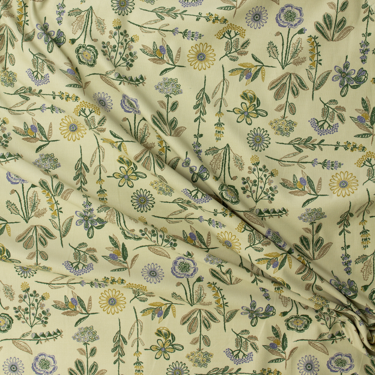 Keepsake Wildflowers on Light Tan Japanese Micro Wale Corduroy from Hokkoh #31961 Fabric By The Yard - Wide shot