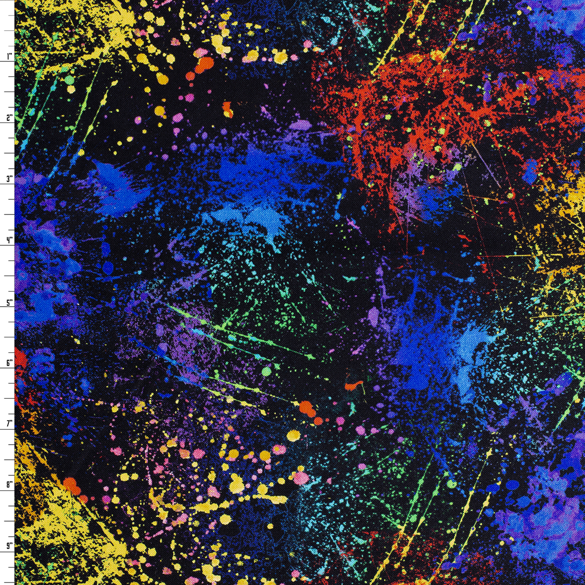 Texture Black Rainbow Splatter Quilter’s Cotton from Timeless Treasures #31976 Fabric By The Yard