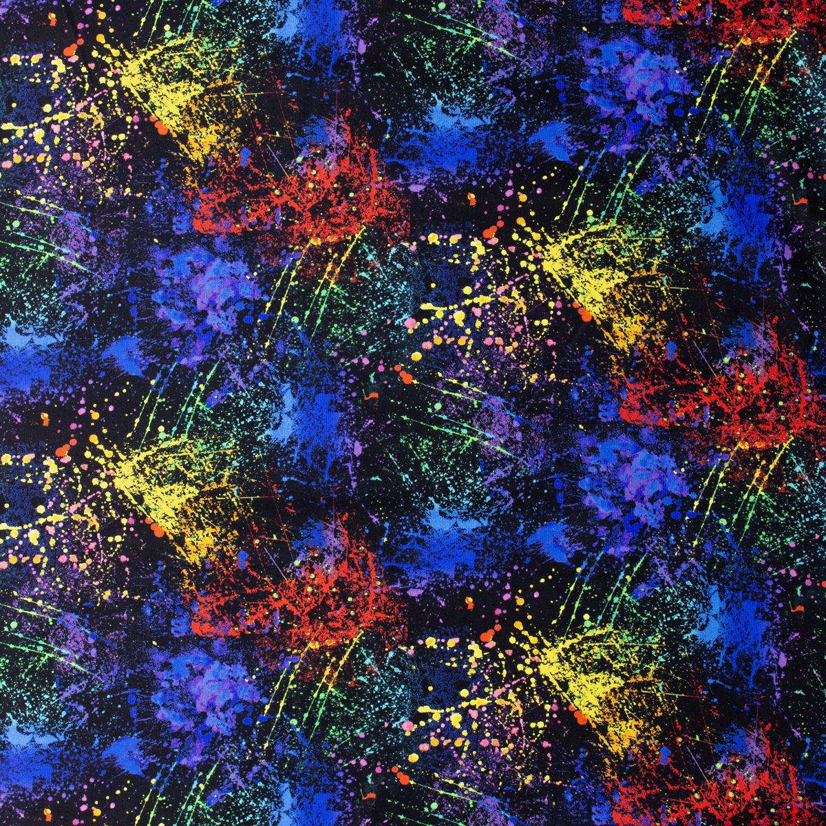 Texture Black Rainbow Splatter Quilter’s Cotton from Timeless Treasures #31976 Fabric By The Yard - Wide shot