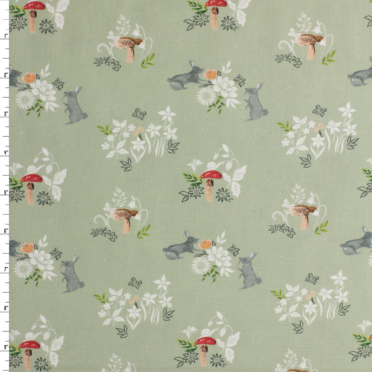 Garden Rabbits and Mushrooms Quilter’s Cotton from Dear Stella #32010 Fabric By The Yard