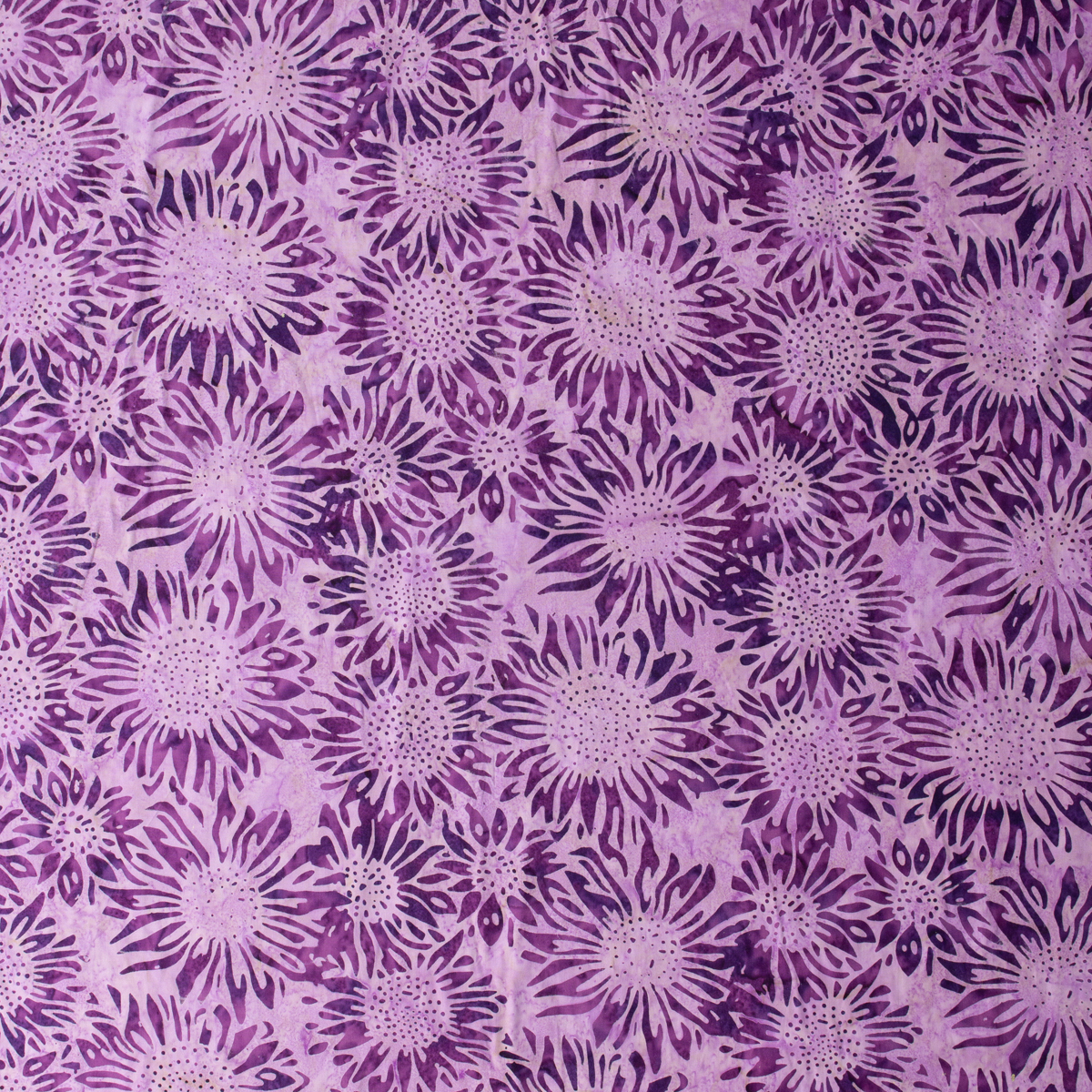 Purple Sunflower Indonesian Cotton Batik #32014 Fabric By The Yard - Wide shot