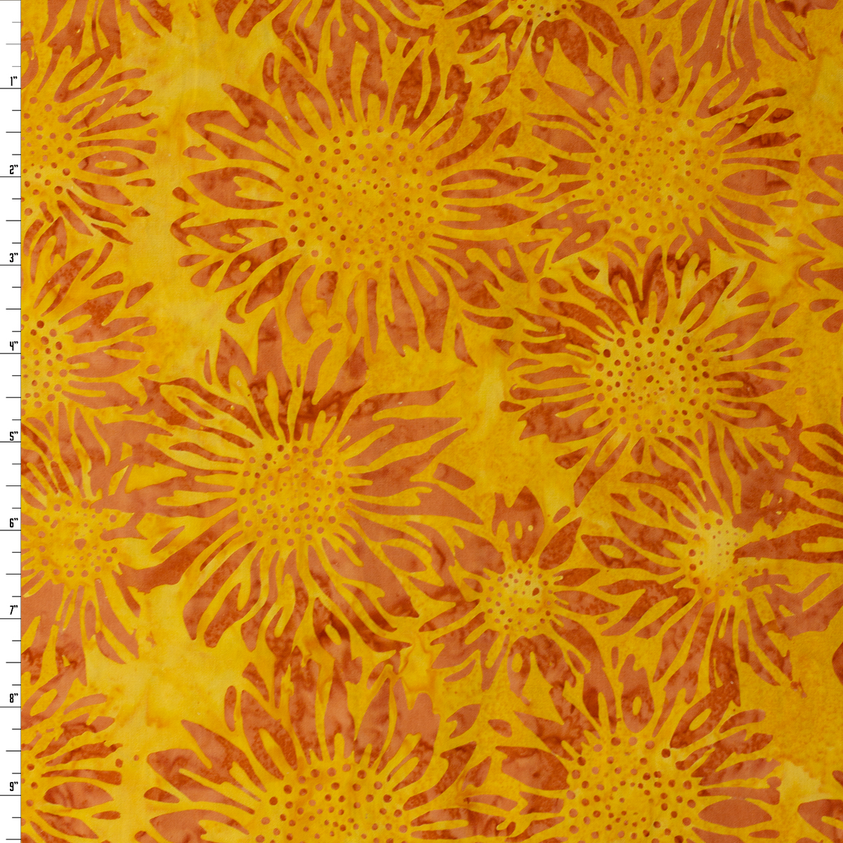 Orange Sunflower Indonesian Cotton Batik #32016 Fabric By The Yard