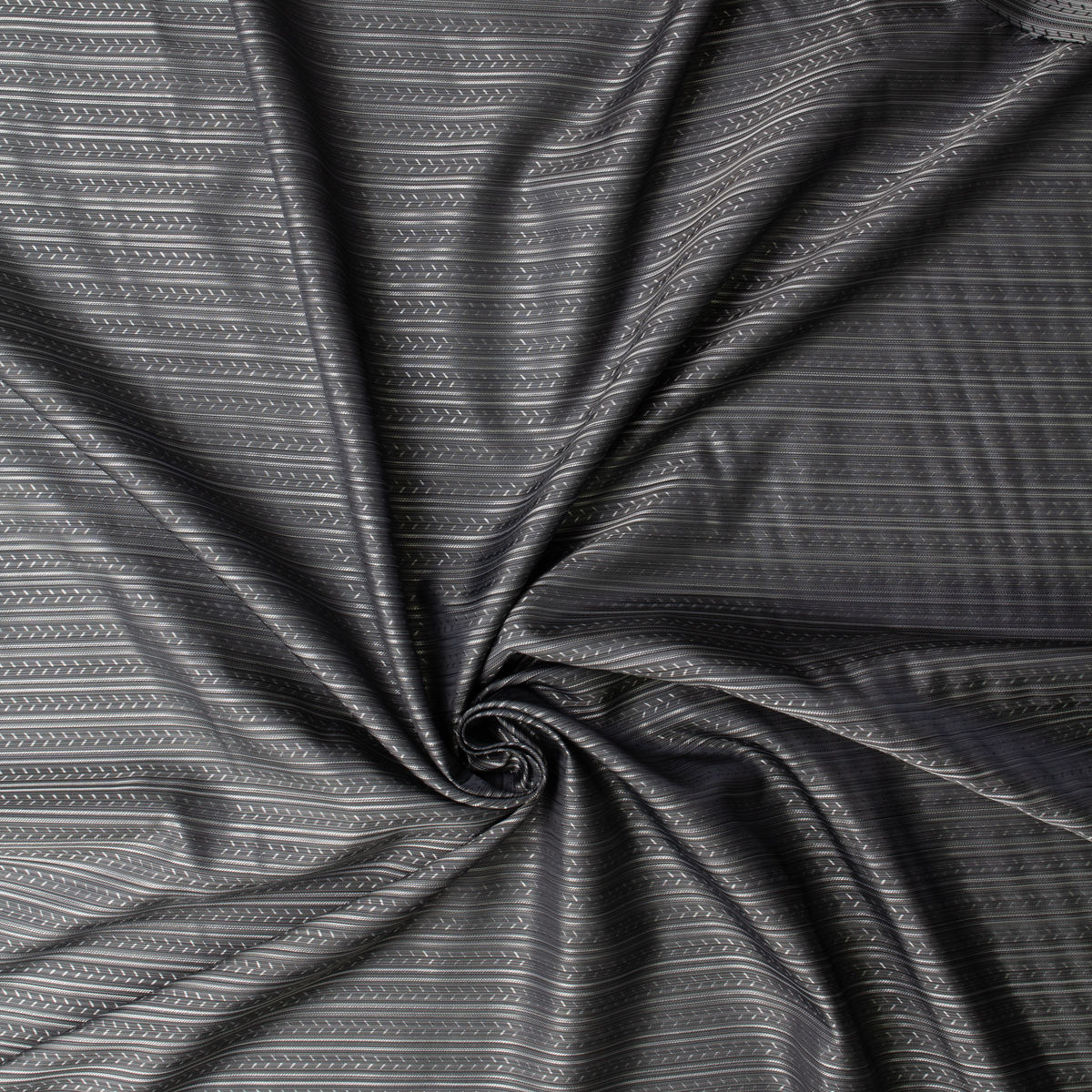 Gunmetal Black Geo Stripe Designer Cupro Lining #32042 Fabric By The Yard - Wide shot