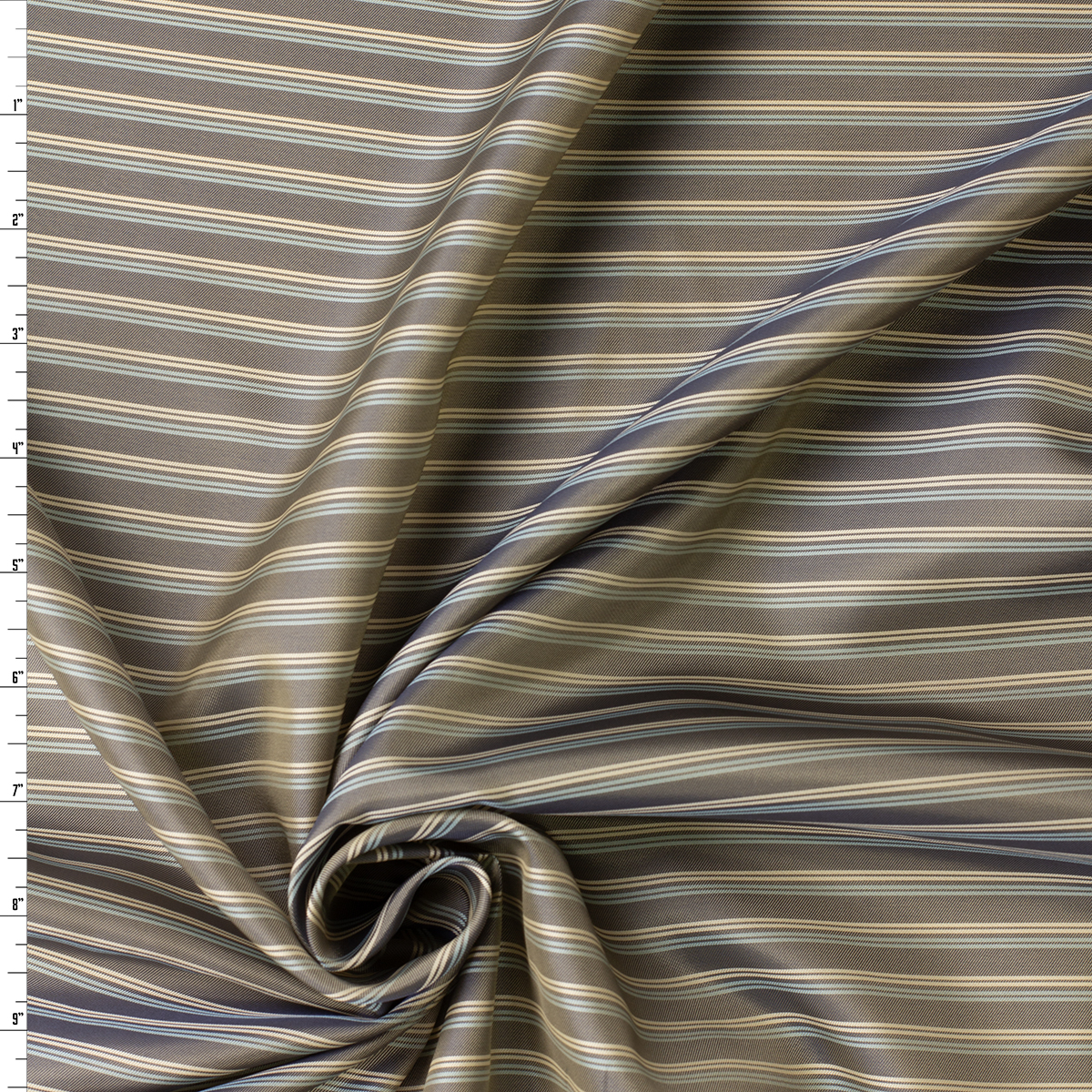 Taupe, Tan, and Aqua Horizontal Stripe Designer Cupro Lining #32046 Fabric By The Yard