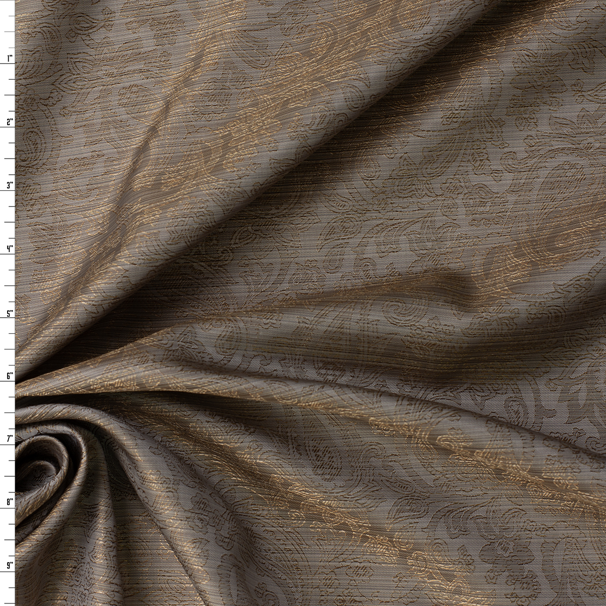 Taupe Paisley Designer Cupro Lining #32047 Fabric By The Yard
