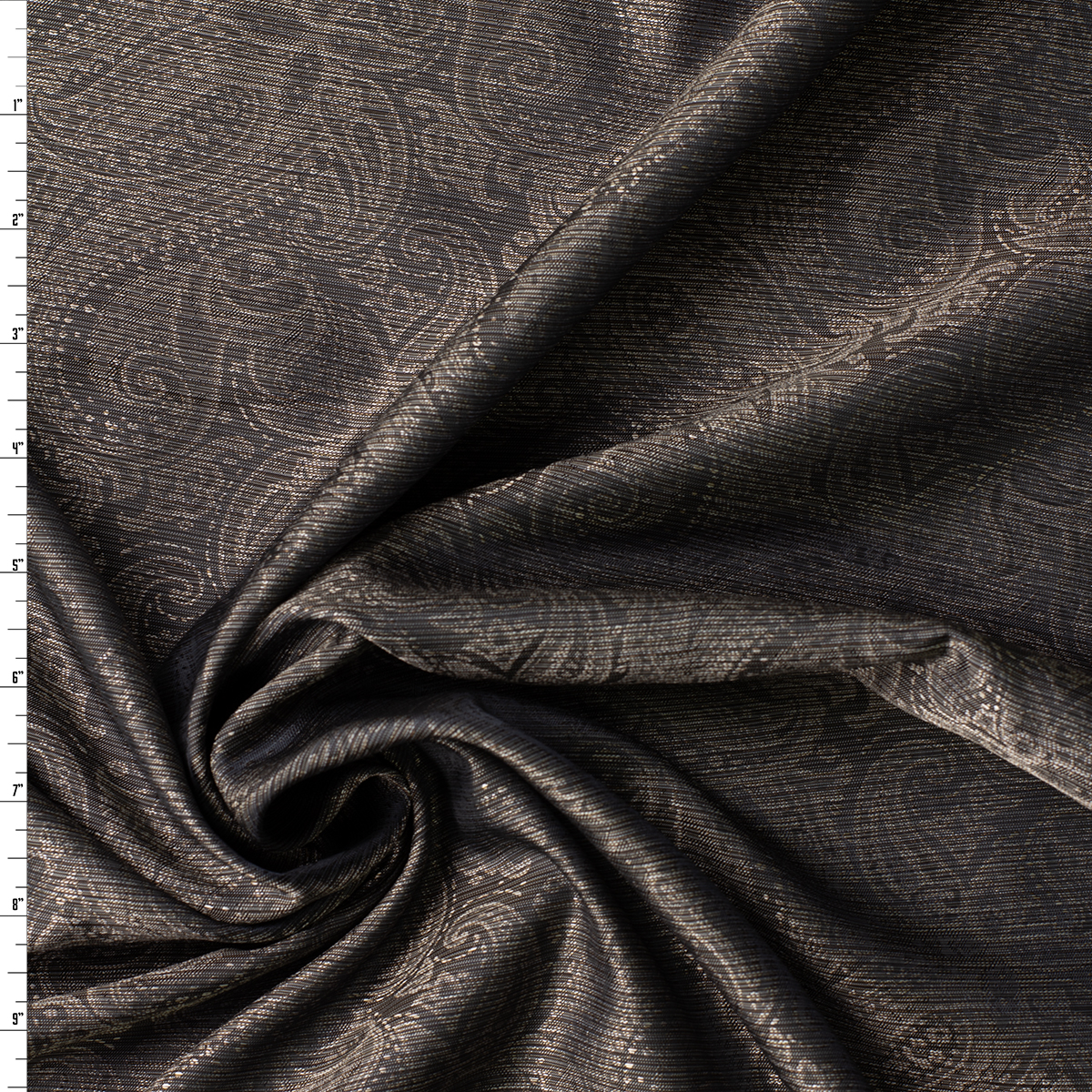 Black Taupe Paisley Designer Cupro Lining #32050 Fabric By The Yard