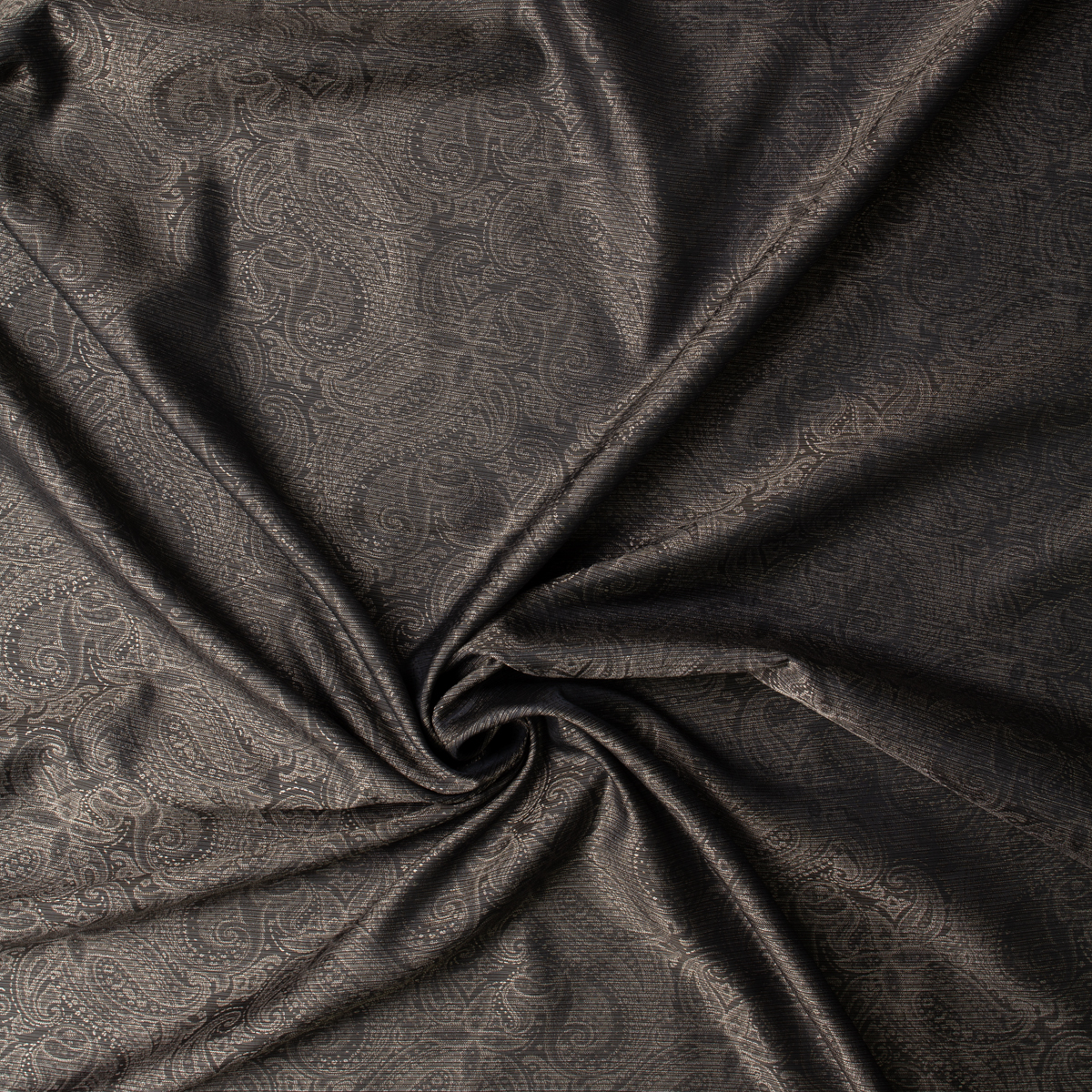 Black Taupe Paisley Designer Cupro Lining #32050 Fabric By The Yard - Wide shot