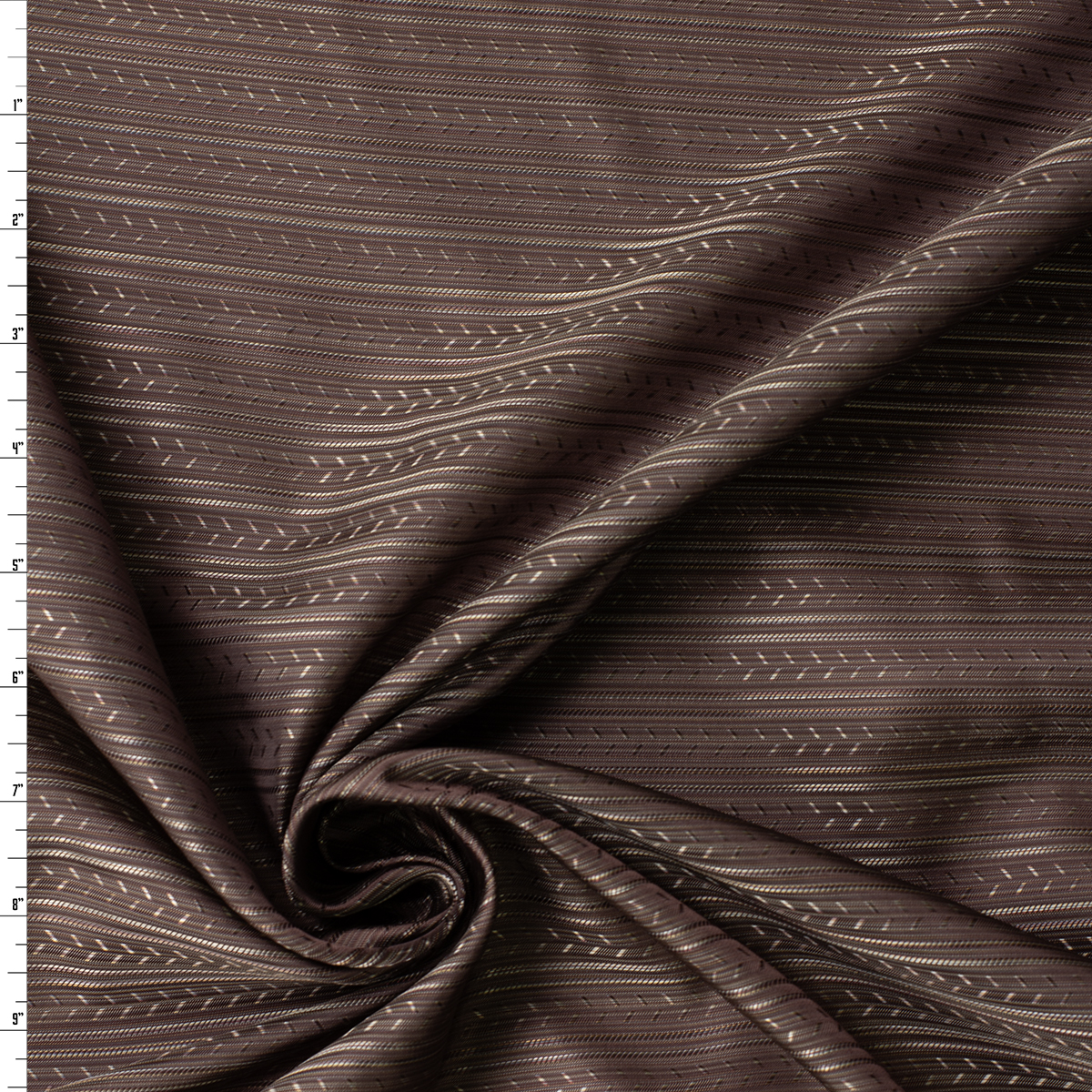 Brown Geo Stripe Designer Cupro Lining #32051 Fabric By The Yard