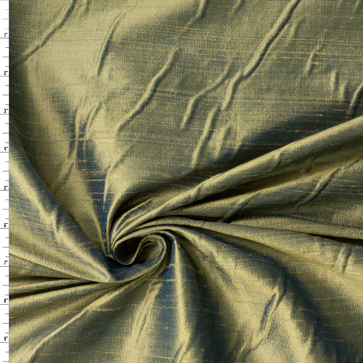 Gold and Teal Two Tone Silk Dupioni #32070 Fabric By The Yard