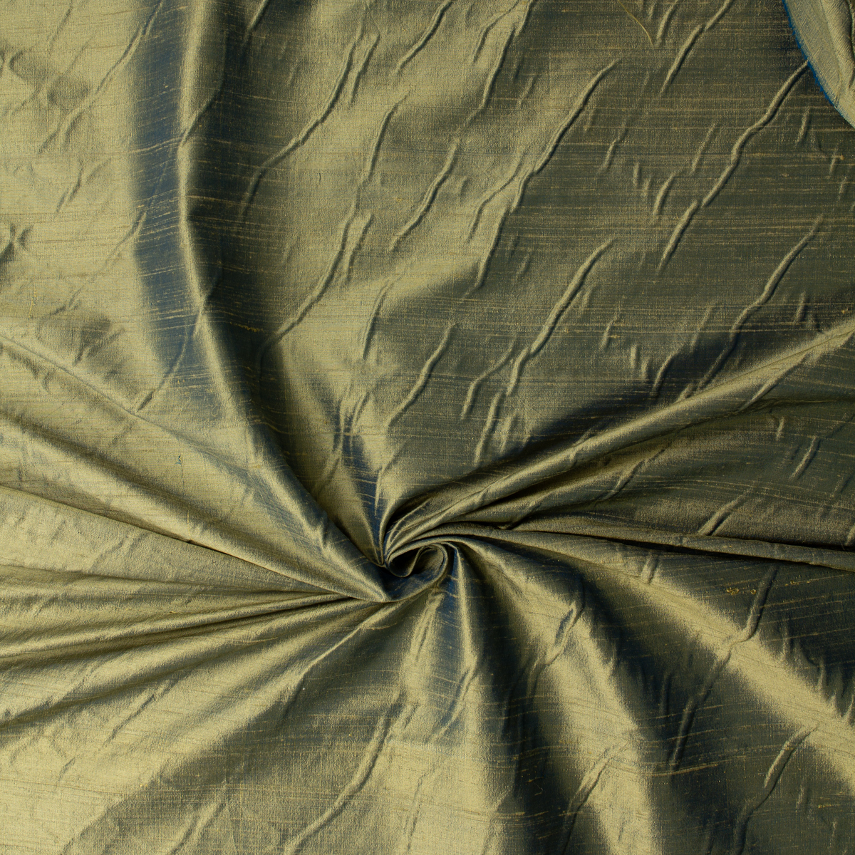 Gold and Teal Two Tone Silk Dupioni #32070 Fabric By The Yard - Wide shot