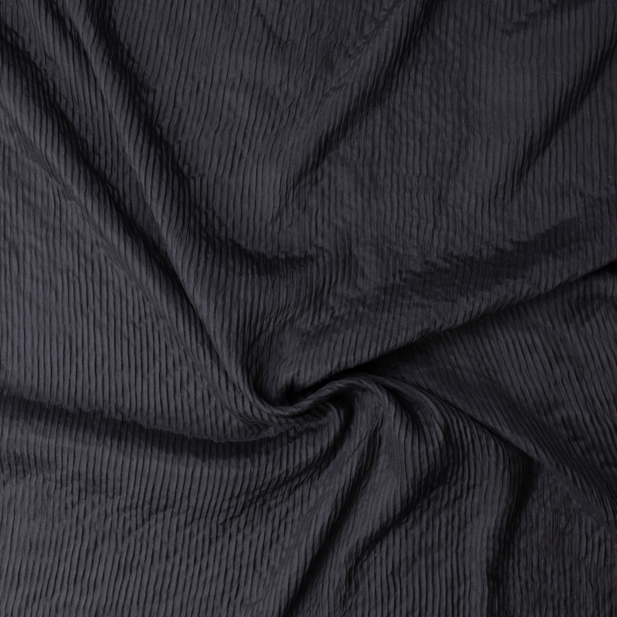 Black Vertical Stripe Crinkle Pleated Silk #32072 Fabric By The Yard - Wide shot