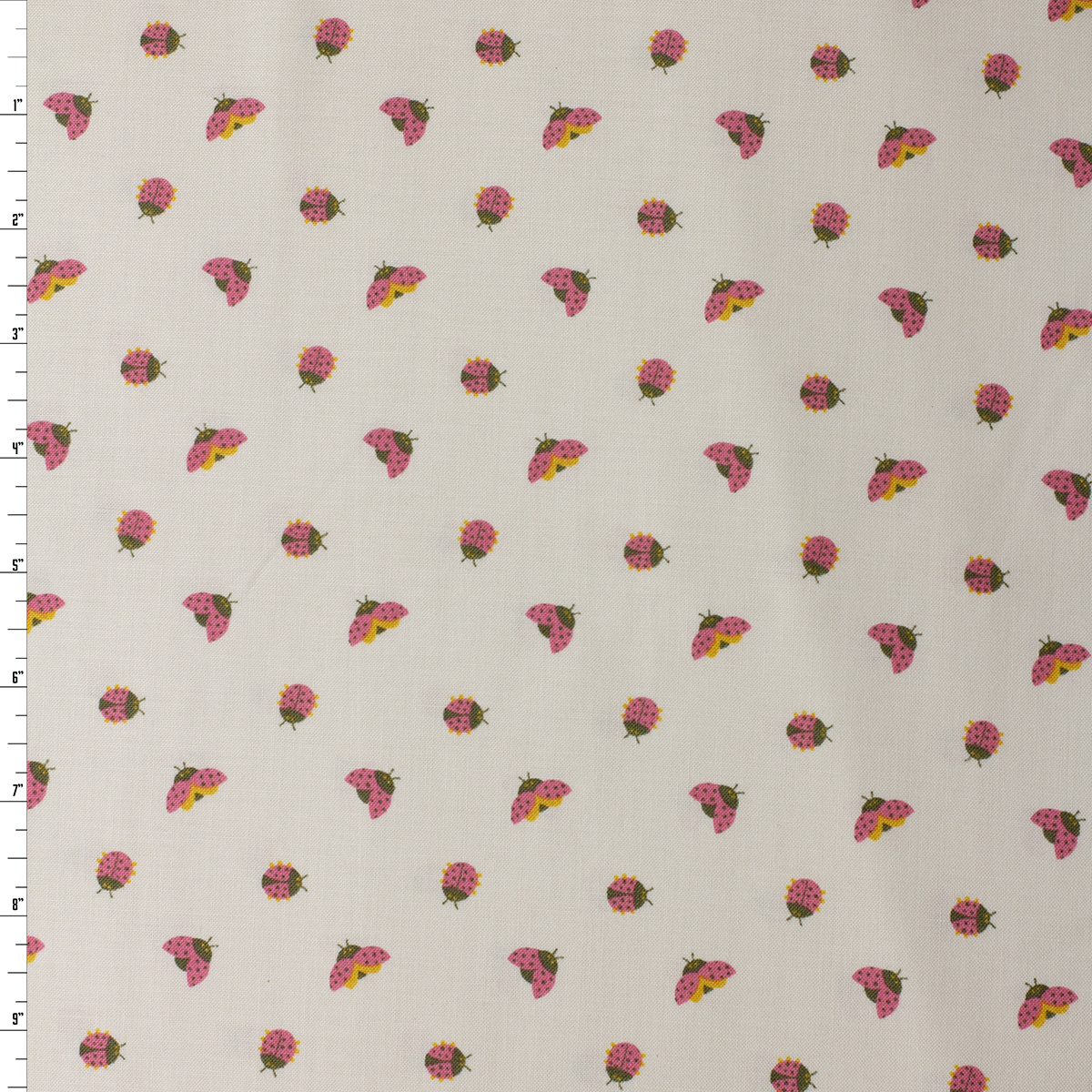 Joyful June Cream Ladybugs Cotton Woven from FIGO #32122 Fabric By The Yard
