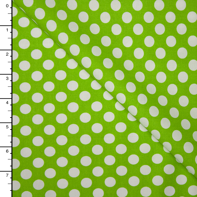 Lime and White Dots Lightweight Cotton Poplin