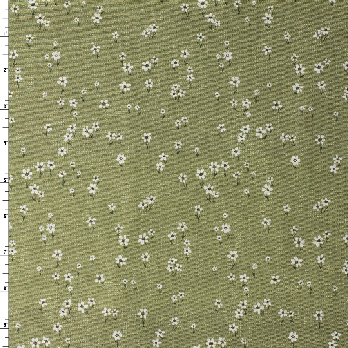 Humblebee Green Daisies Recycled Cotton Recycled Cotton Woven from FIGO #32128 Fabric By The Yard