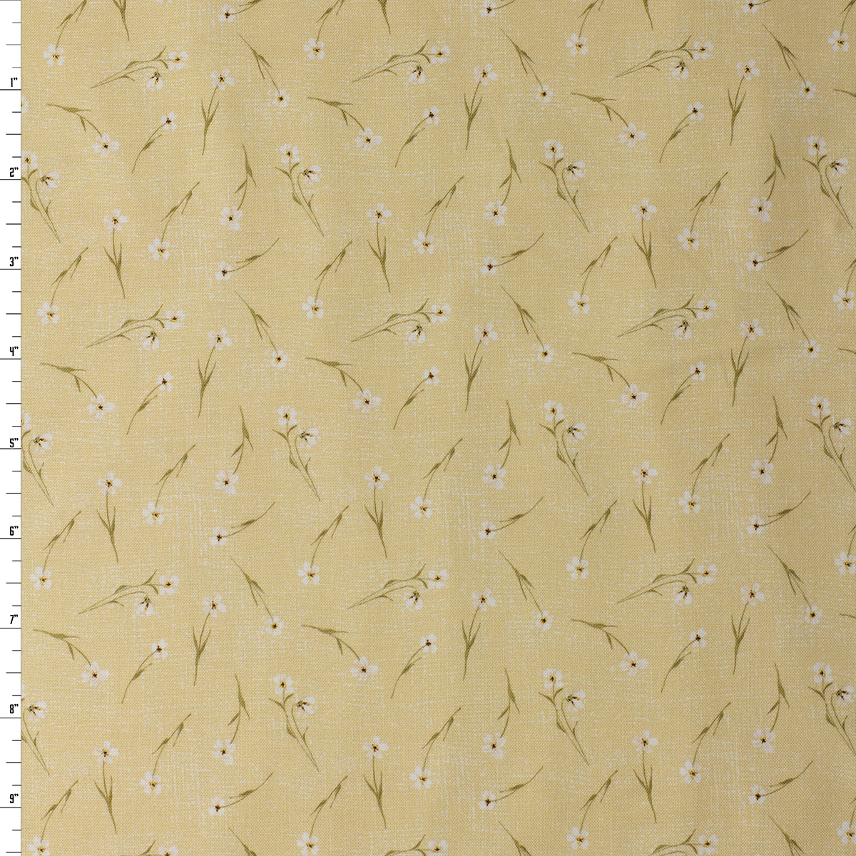 Humblebee Yellow Tossed Floral Recycled Cotton Recycled Cotton Woven from FIGO #32129 Fabric By The Yard