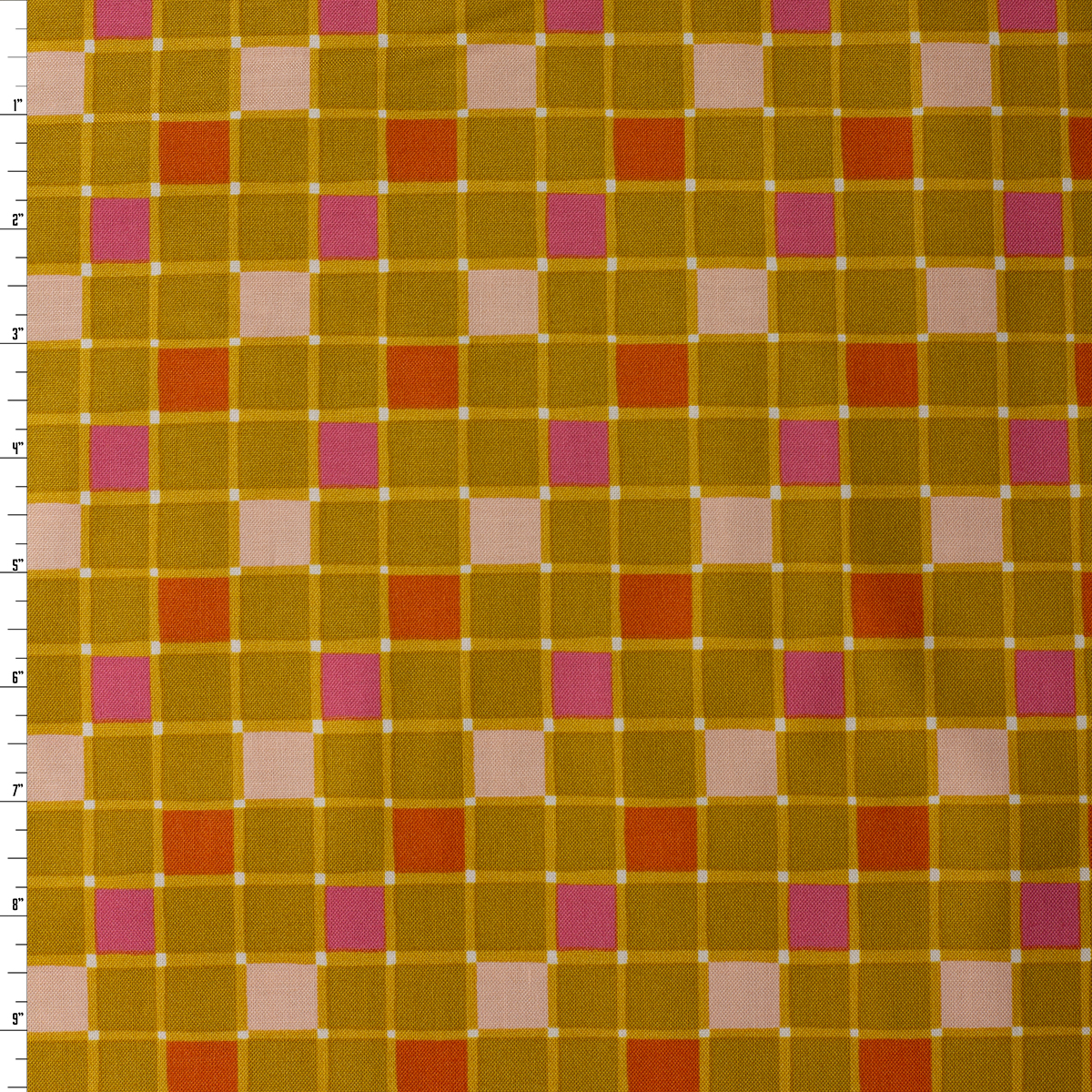 Joyful June Ochre Gingham Cotton Woven from FIGO #32132 Fabric By The Yard