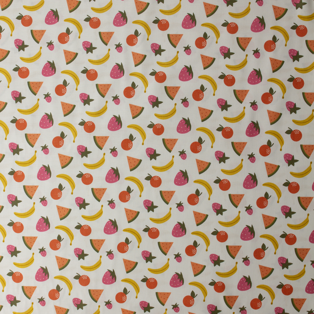 Joyful June Cream Fruits Cotton Woven from FIGO #32133 Fabric By The Yard - Wide shot