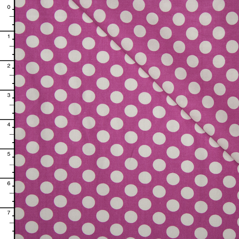 Fuschia and White Dots Lightweight Cotton Poplin