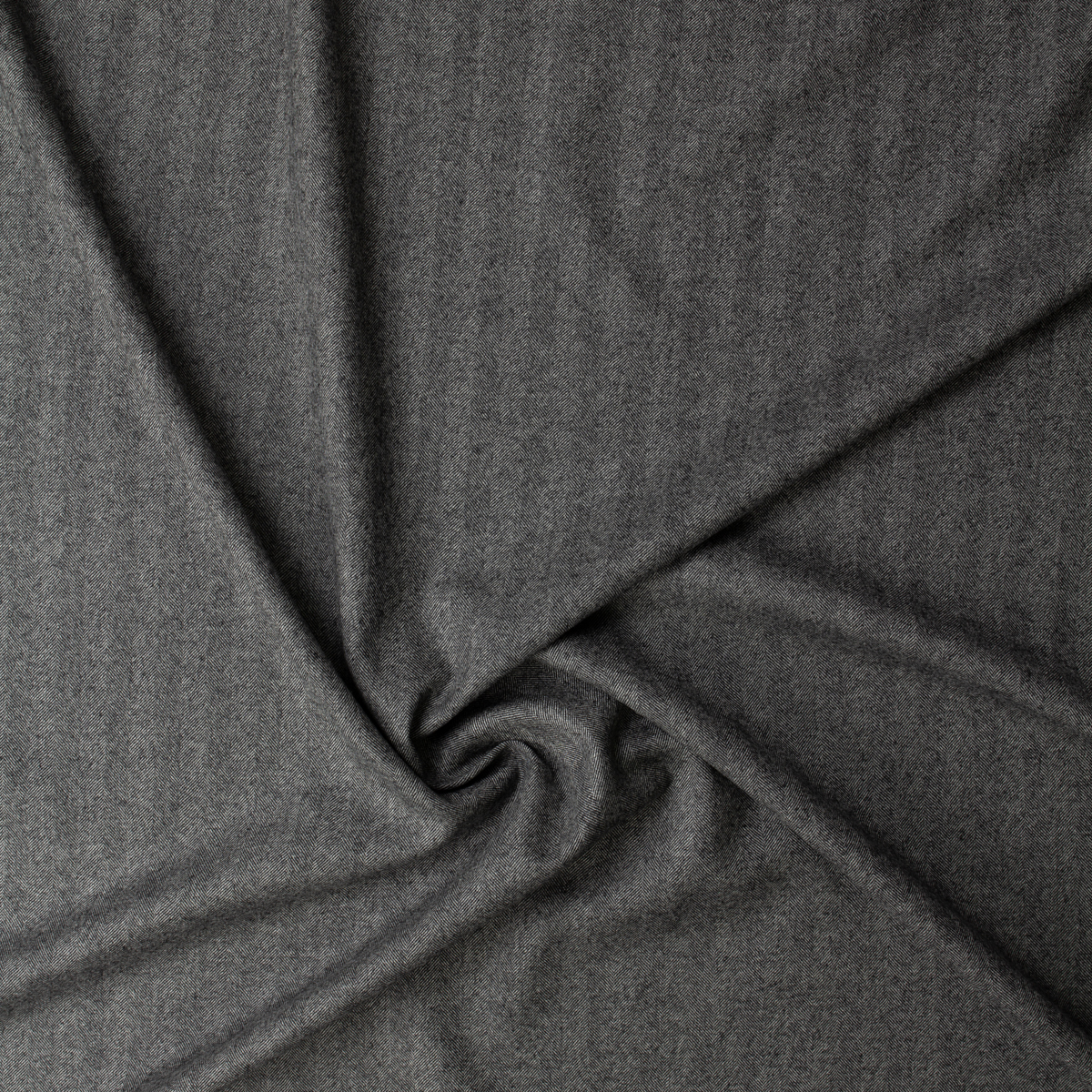Charcoal Herringbone Brushed Wool Suiting #32165 Fabric By The Yard - Wide shot