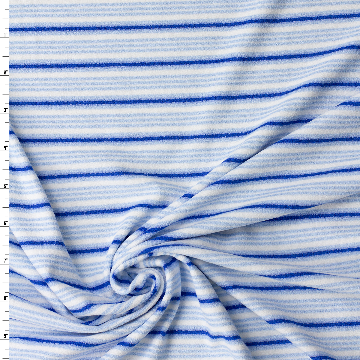 White and Royal on Baby Blue Horizontal Stripe Nylon/Spandex Stretch Terry from ‘Frankies Bikinis’ #32180 Fabric By The Yard
