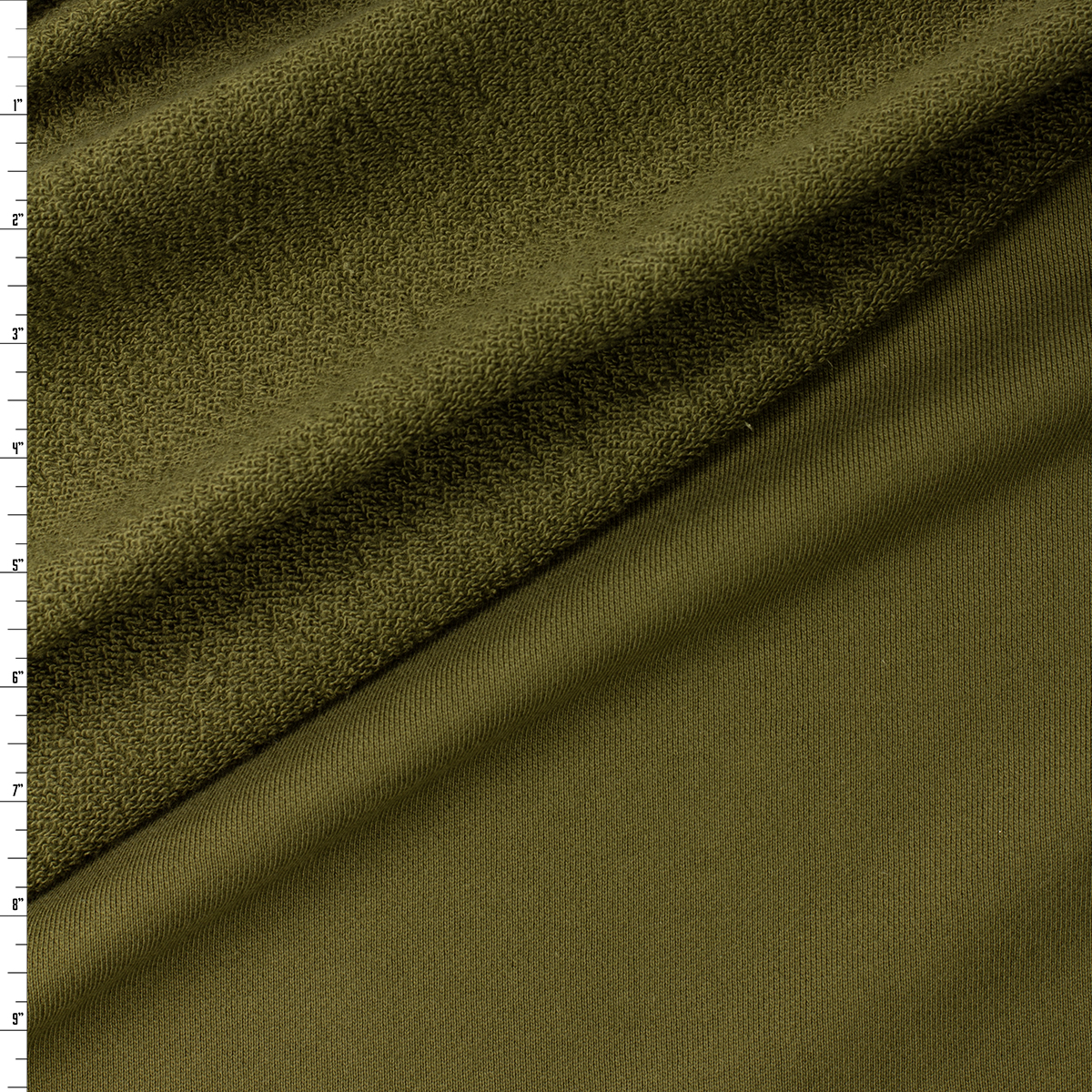 Olive Green Cotton French Terry #32197 Fabric By The Yard