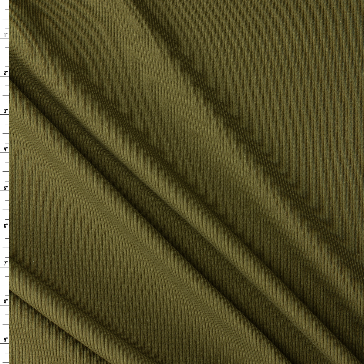 Olive Green Cotton/Spandex Rib Knit #32198 Fabric By The Yard