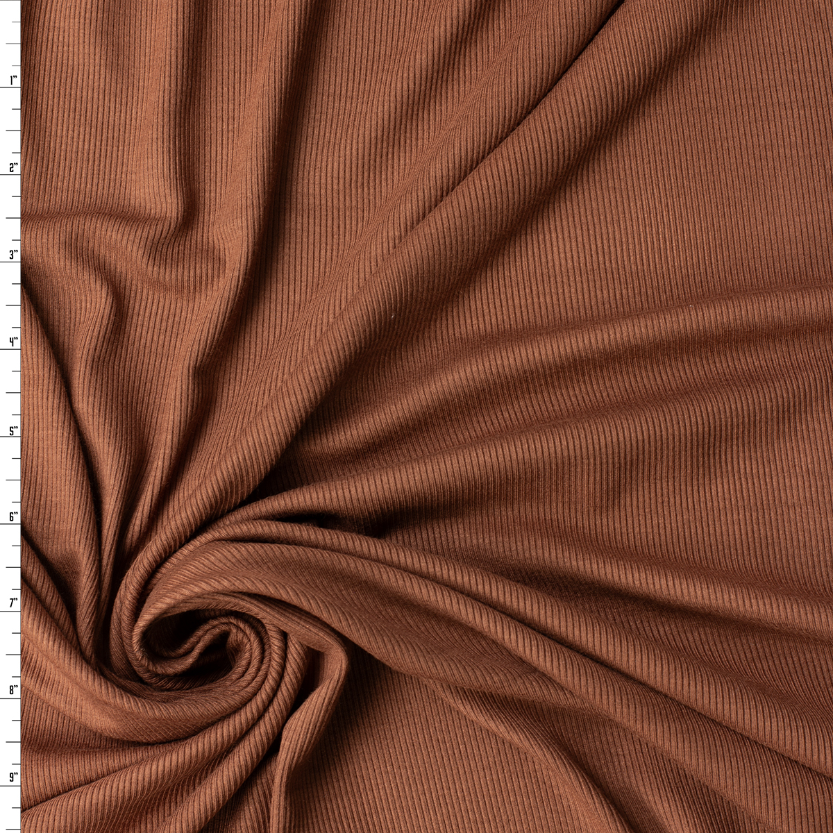 Coffee Heavy 2x1 Rayon/Spandex Rib Knit #32207 Fabric By The Yard