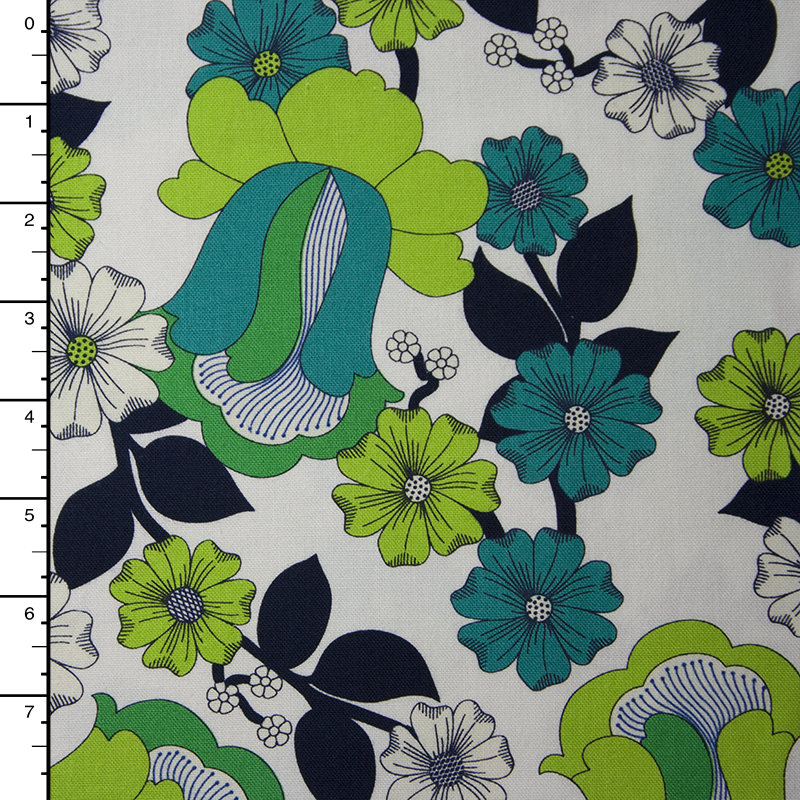 Black, Teal, and Lime 'Aunties Attic Canvas' by Robert Kaufman