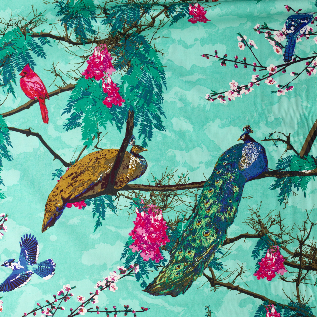 Decadence — DCD-31605 — Florid Peacocks Lush Cotton Poplin from Art Gallery Fabrics #32224 Fabric By The Yard - Wide shot