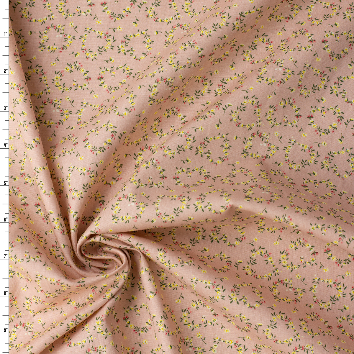 Cottage Heart Floral on Blush Cotton Poplin #32294 Fabric By The Yard