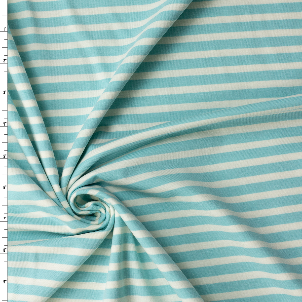 Striped Alike Aqua Stretch Cotton Jersey Knit from Art Gallery Fabrics #32306 Fabric By The Yard