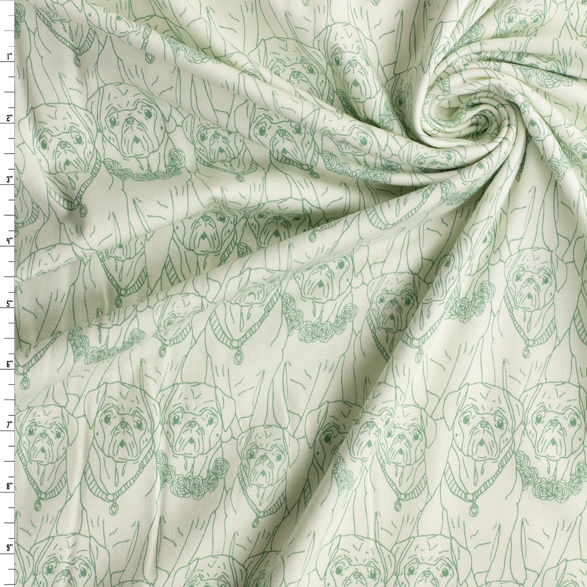 Pugville Vert Stretch Cotton Jersey Knit from Art Gallery Fabrics #32315 Fabric By The Yard