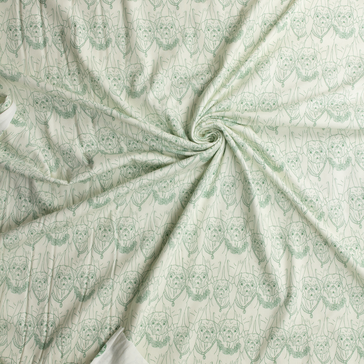 Pugville Vert Stretch Cotton Jersey Knit from Art Gallery Fabrics #32315 Fabric By The Yard - Wide shot