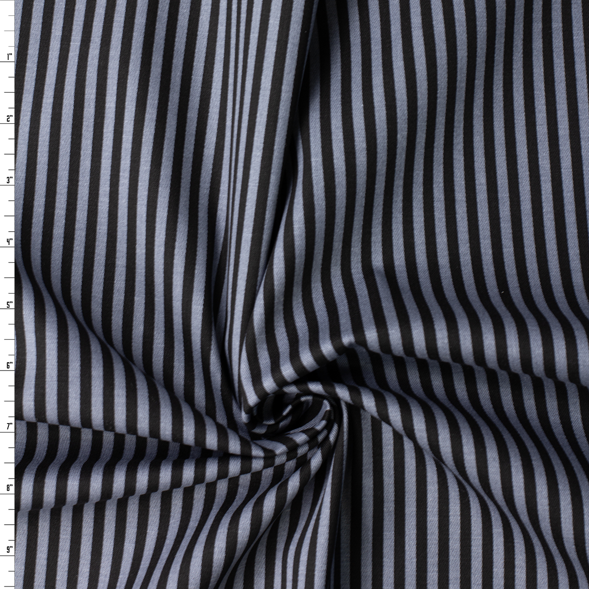 Black and Grey Vertical Stripe Stretch Cotton Twill #32338 Fabric By The Yard