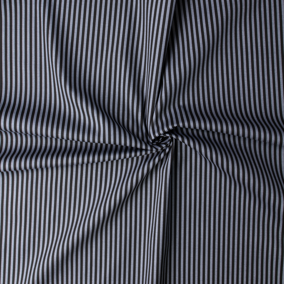 Black and Grey Vertical Stripe Stretch Cotton Twill #32338 Fabric By The Yard - Wide shot