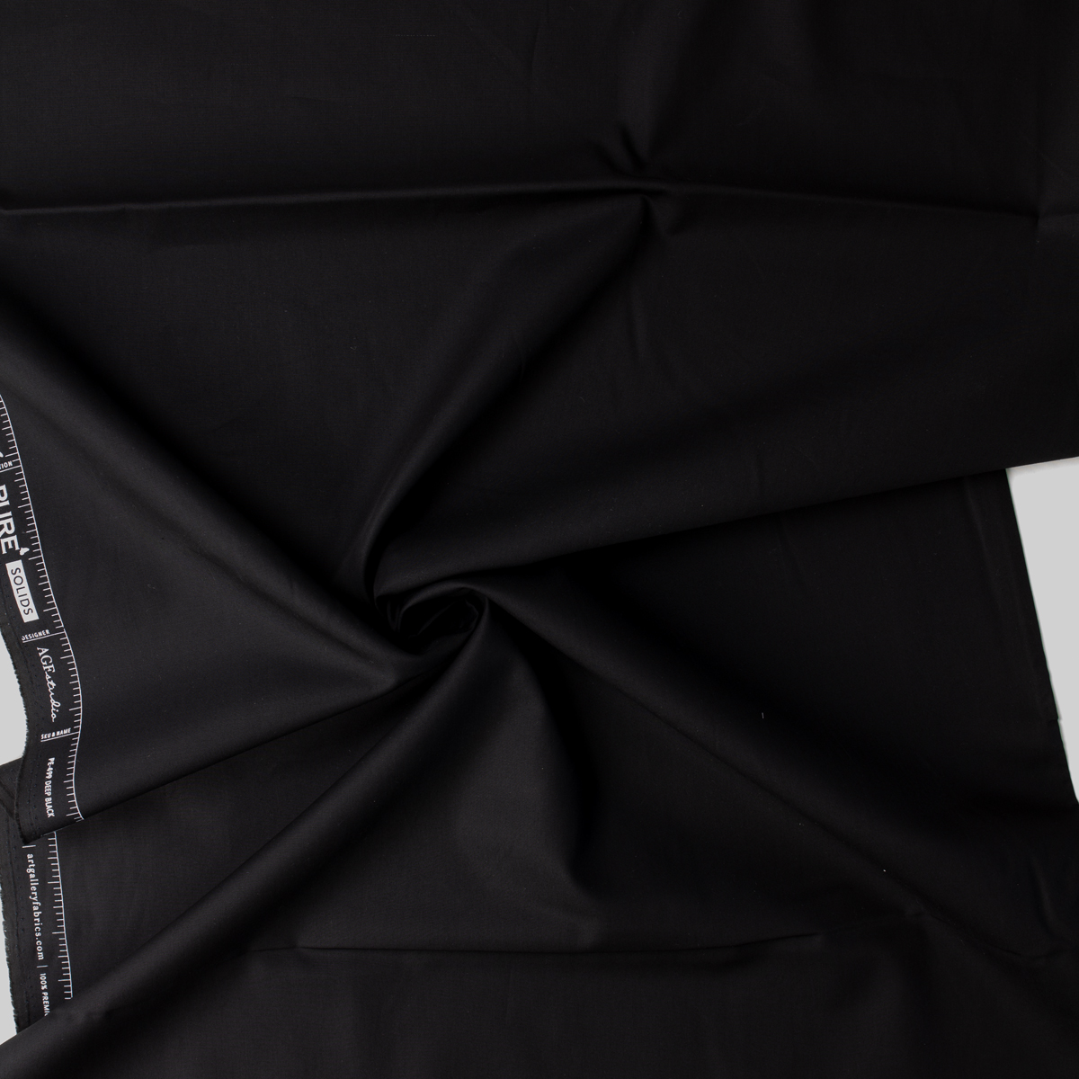 Deep Black Pure Solids Cotton Poplin from Art Gallery Fabrics #32345 Fabric By The Yard - Wide shot
