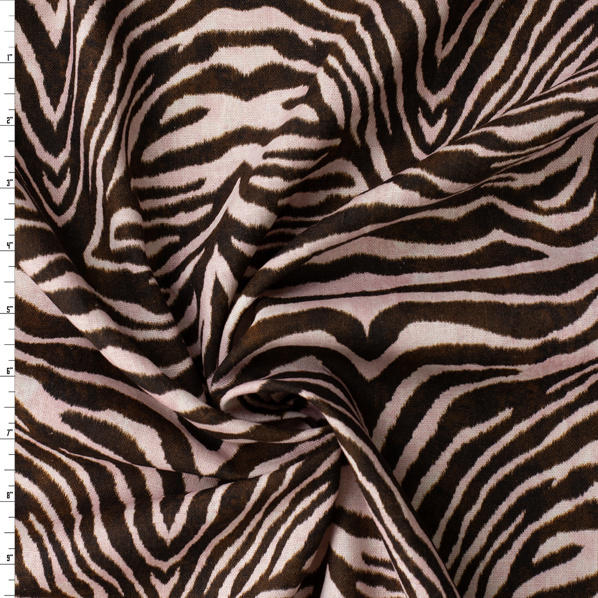 Blush and Espresso Watercolor Zebra Rayon/Linen #32355 Fabric By The Yard