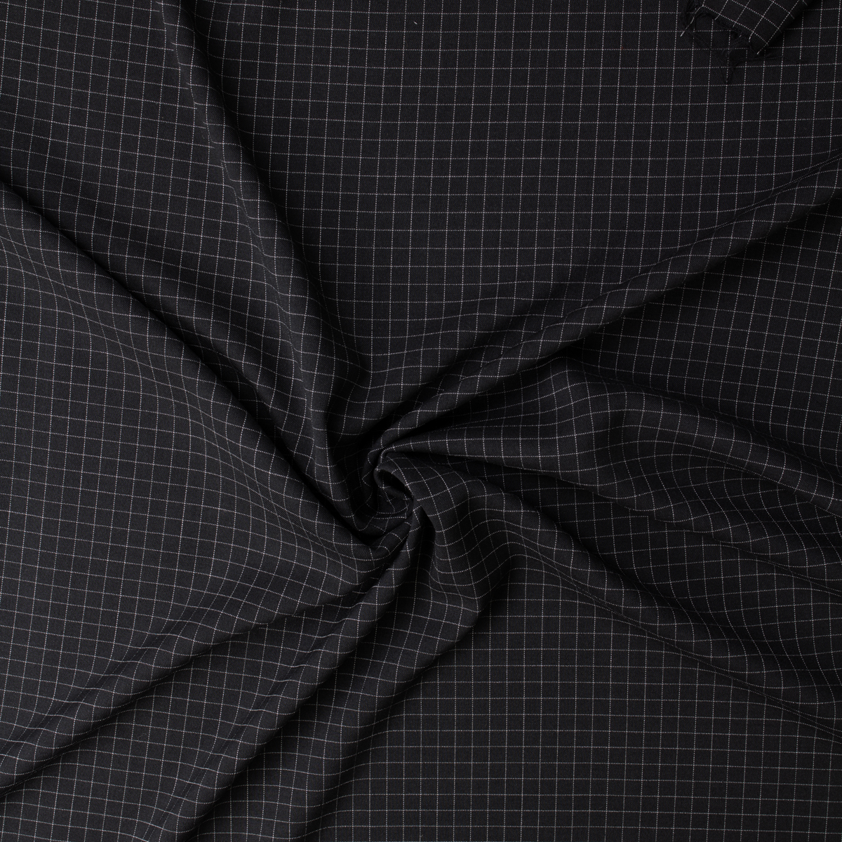 White on Black Fine Windowpane Plaid Italian Wool #32367 Fabric By The Yard - Wide shot