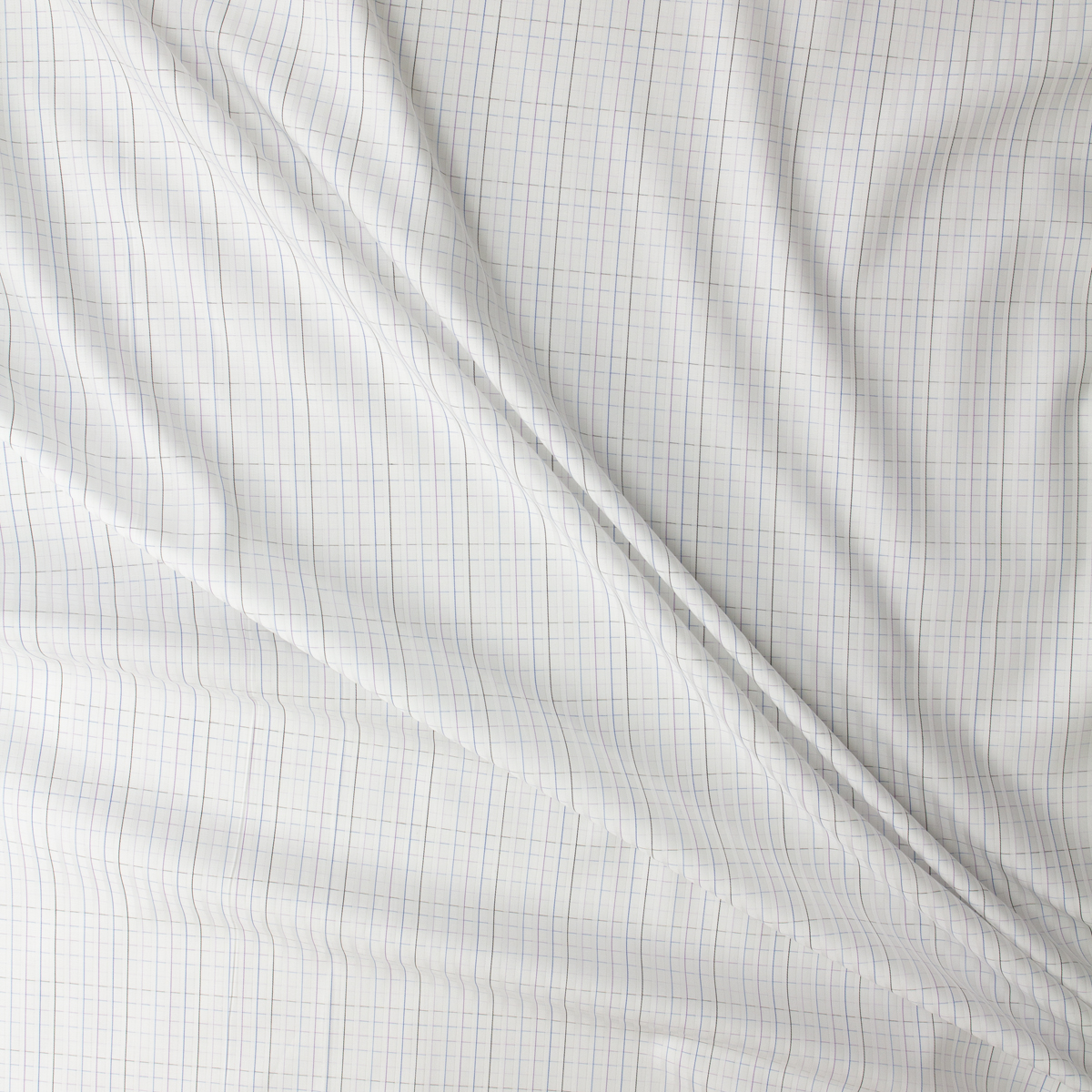 Black, Blue, Lilac, and Lavender Windowpane Plaid Satin Striped Italian Cotton Shirting #32380 Fabric By The Yard - Wide shot