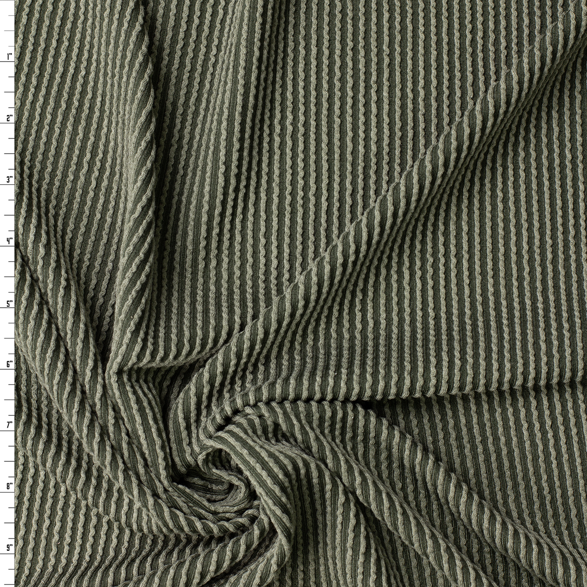 Olive Urban Wavy Rib Knit #32409 Fabric By The Yard