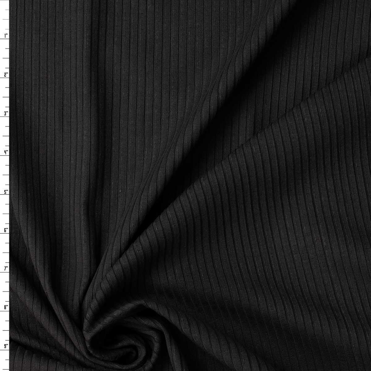 Black Rayon/Spandex Fashion Rib Knit #32432 Fabric By The Yard