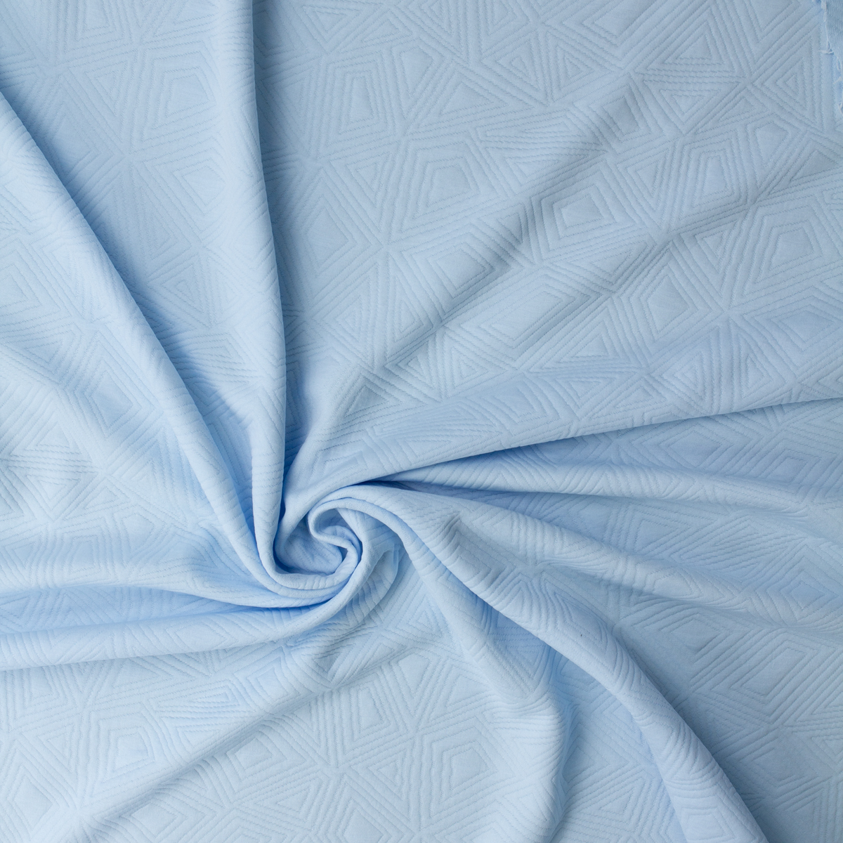 Baby Blue Geo Quilted Look Double Knit #32436 Fabric By The Yard - Wide shot