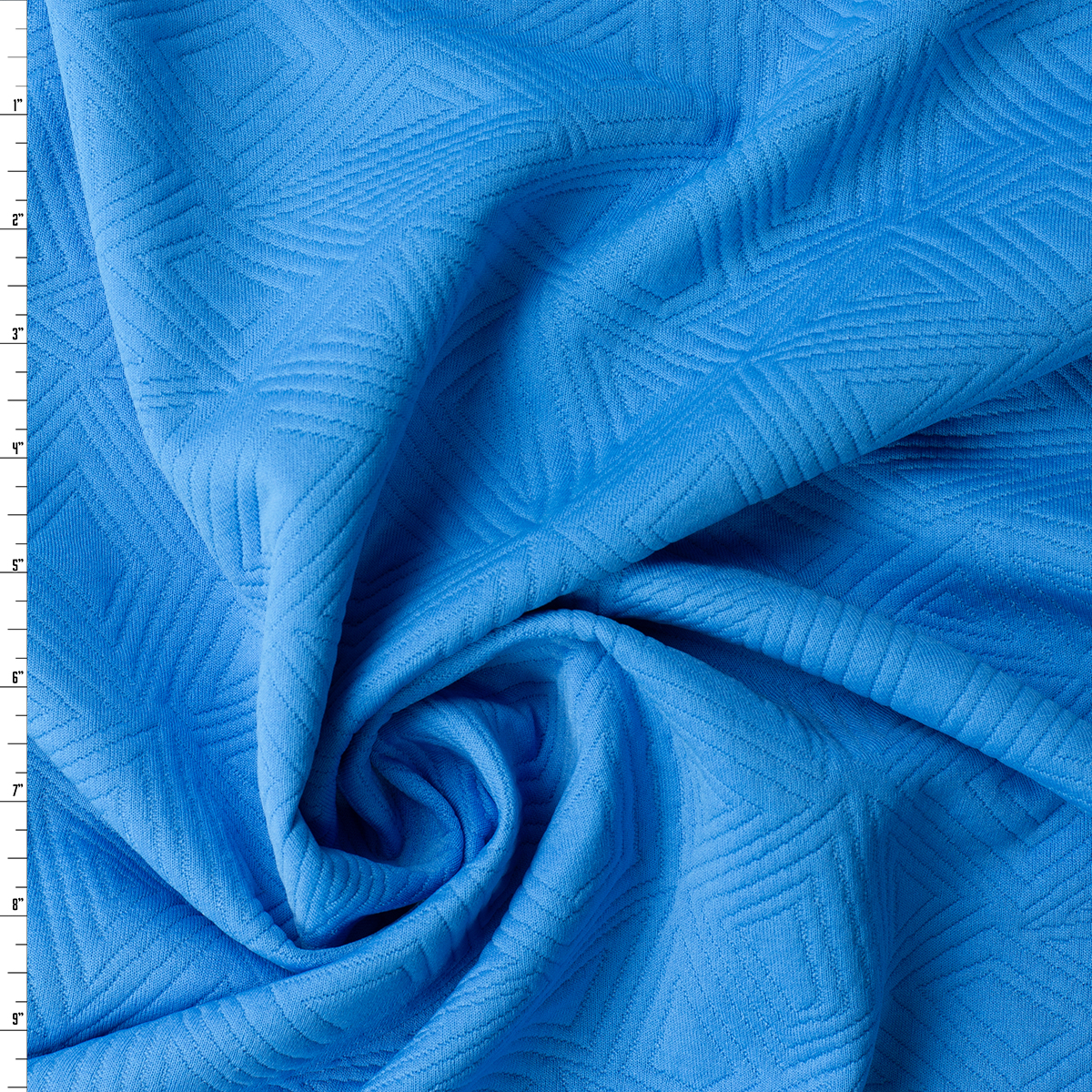 Baby Blue Geo Quilted Look Double Knit #32437 Fabric By The Yard