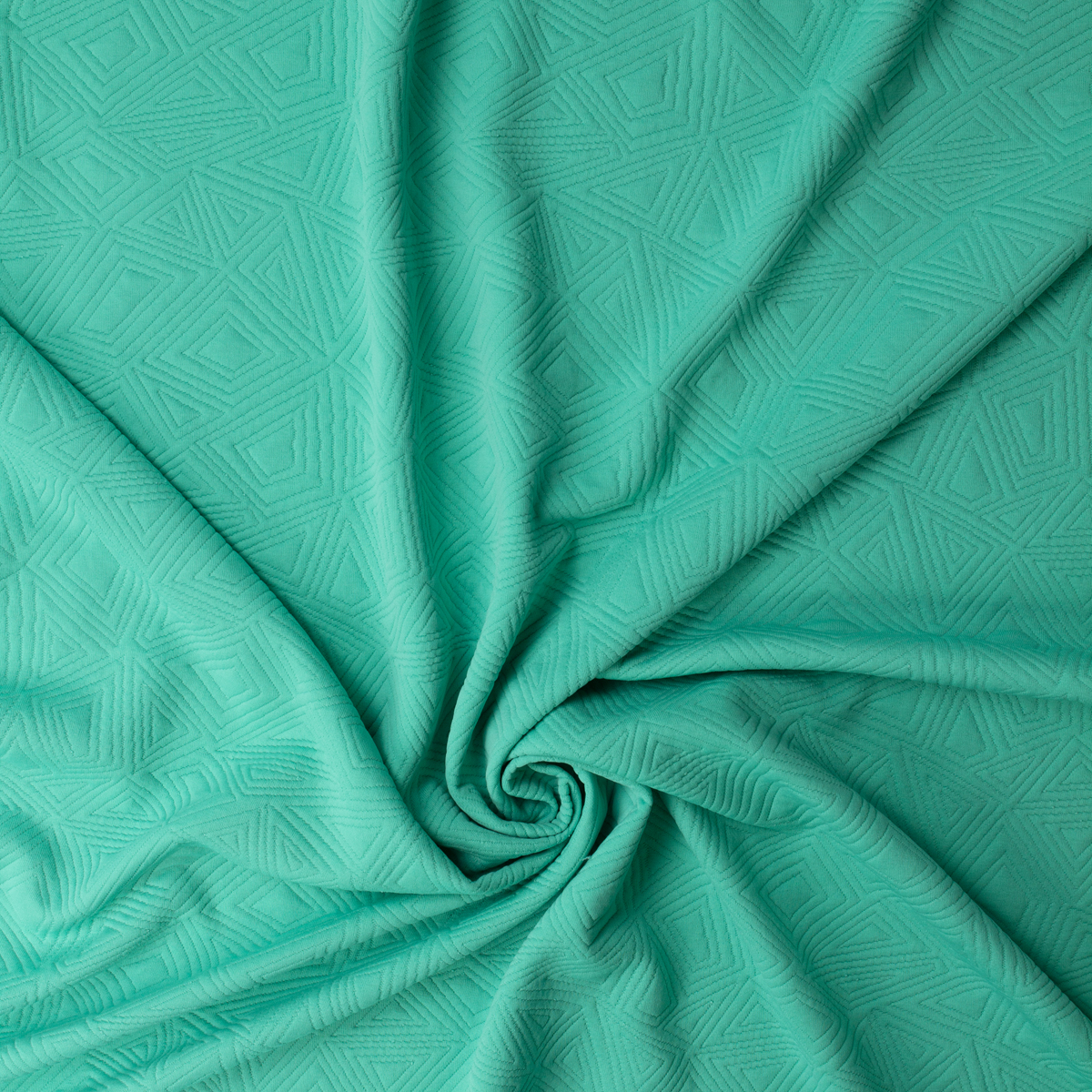 Mint Green Geo Quilted Look Double Knit #32438 Fabric By The Yard - Wide shot