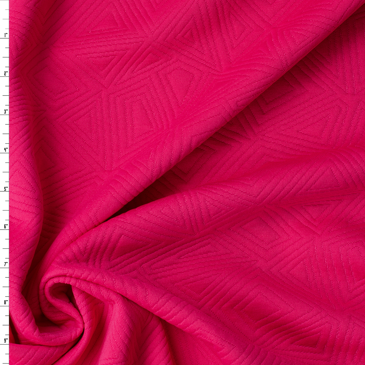 Hot Pink Geo Quilted Look Double Knit #32442 Fabric By The Yard