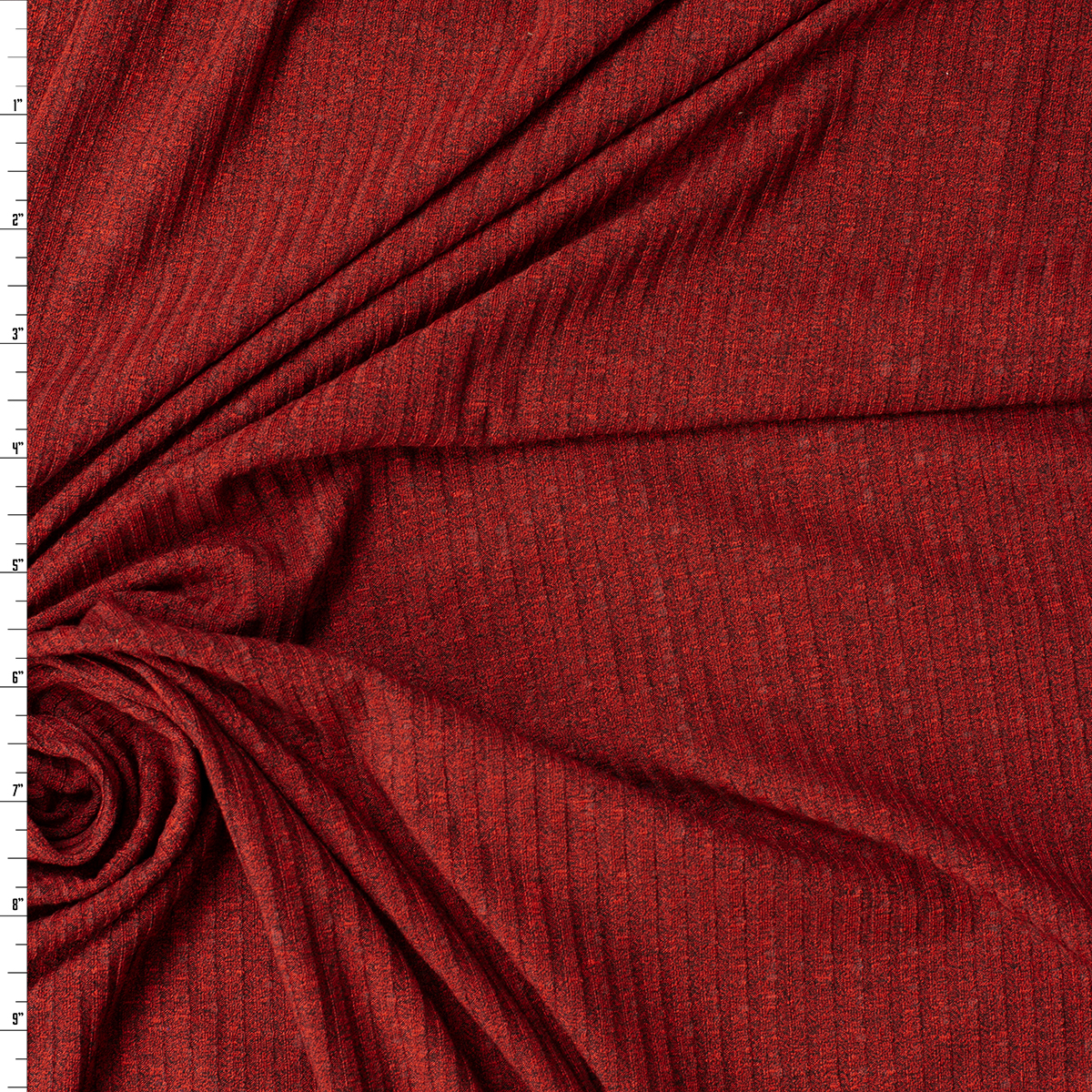 Burgundy Heather Rayon/Spandex Fashion Rib Knit #32454 Fabric By The Yard