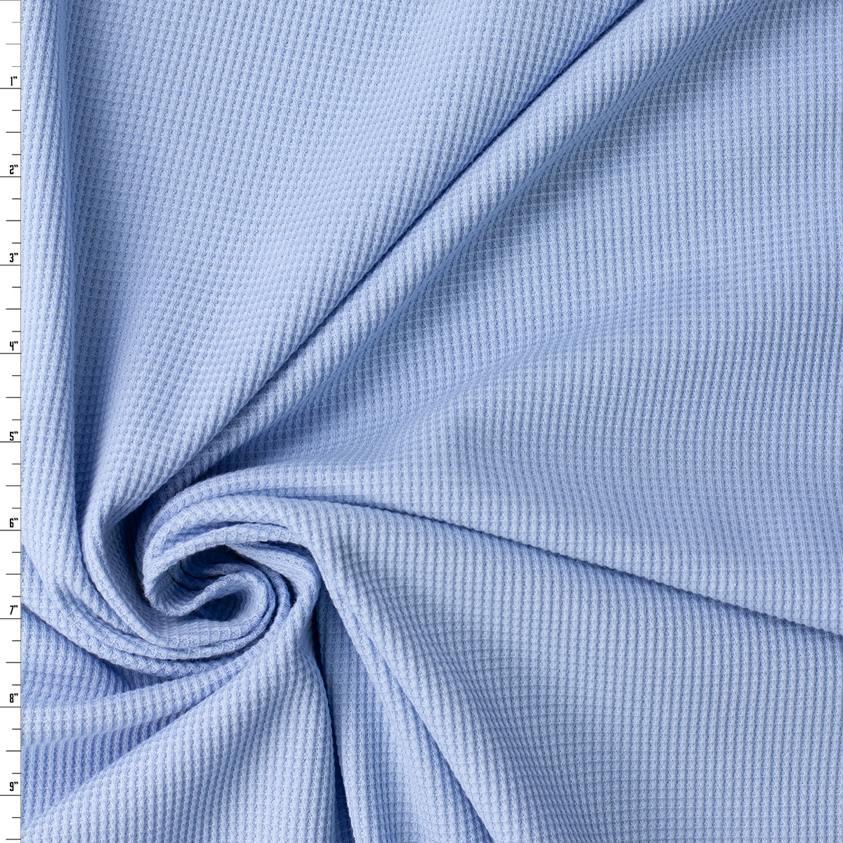Baby Blue Stretch Midweight Cotton Waffle Knit #32460 Fabric By The Yard