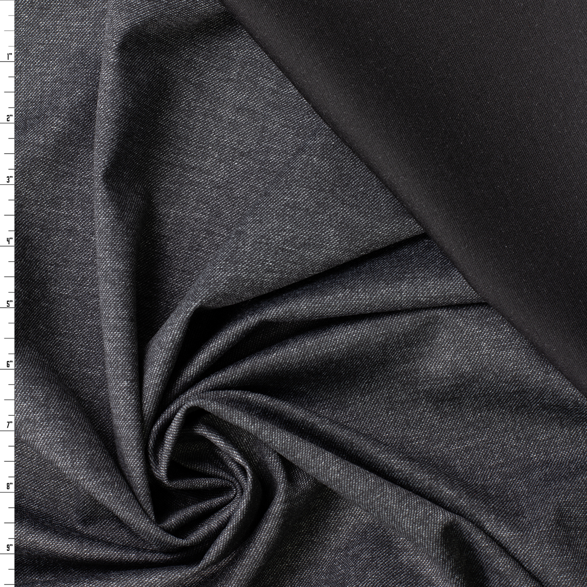 Black/Charcoal Denim Look Reversible Ponte De Roma #32461 Fabric By The Yard