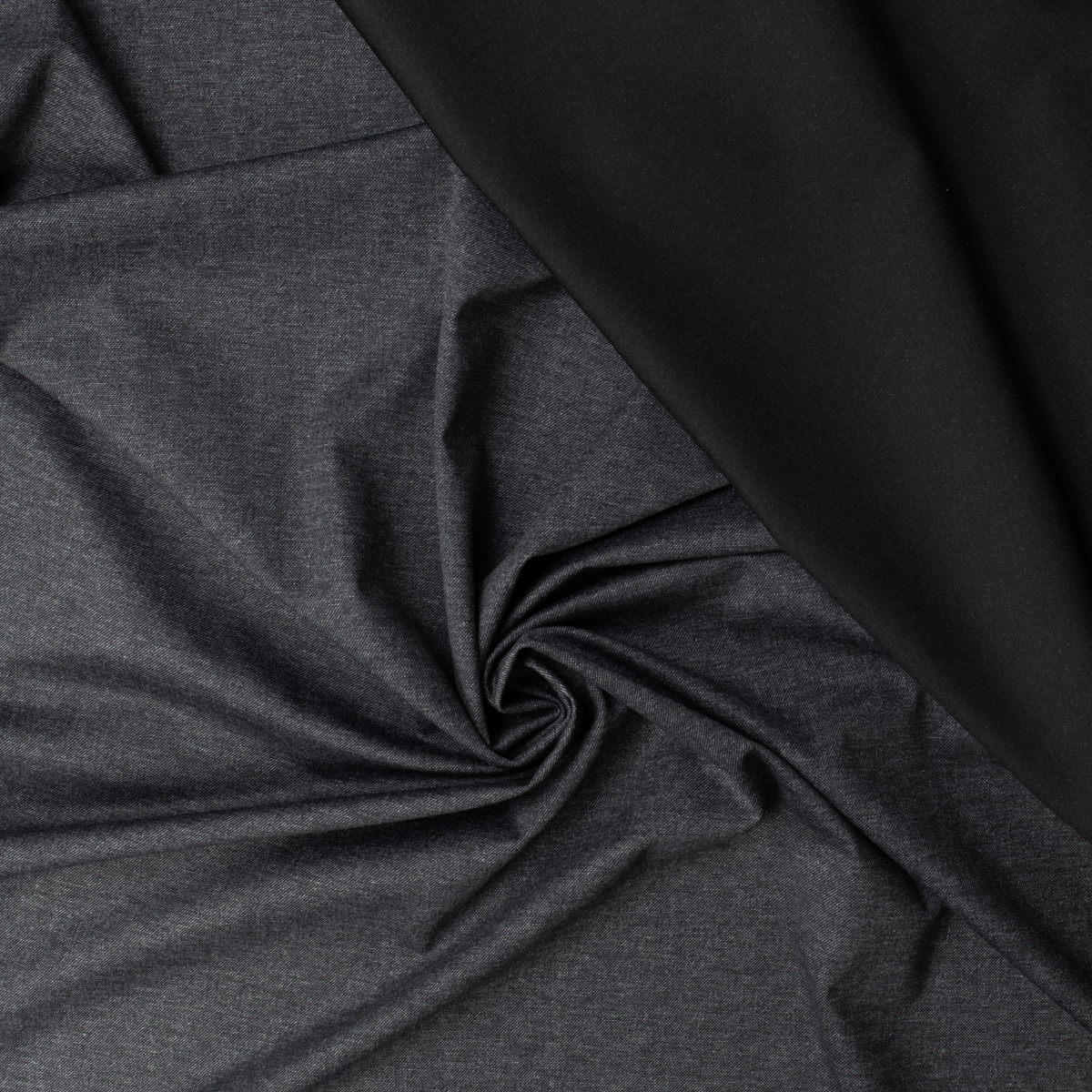 Black/Charcoal Denim Look Reversible Ponte De Roma #32461 Fabric By The Yard - Wide shot